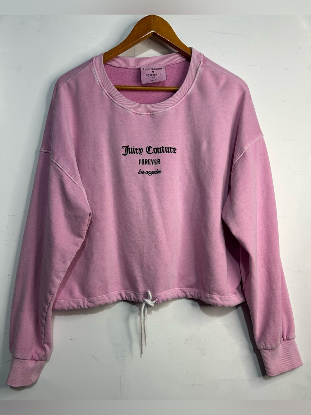 Juicy Couture Forever 21 Embroidered Cropped Sweatshirt Pink 2X
